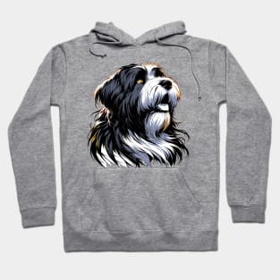 Stunning and Cool Briard Monochrome and Gold Portrait for Father's Day Hoodie
